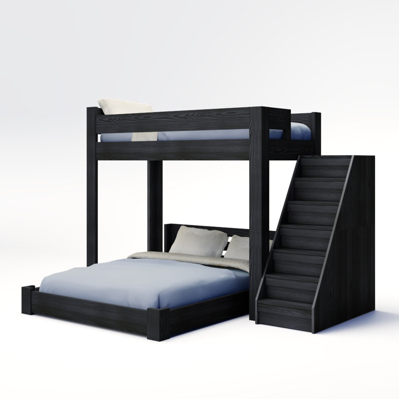 Elevated Kids Storage Bed, Full XL/Full XL, Brushed Iron, Location H