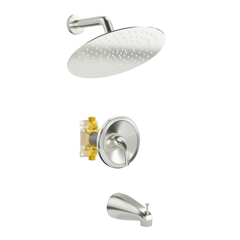 10 Inch Round Shower Head Shower Systems with and Handheld Shower and Faucet Wall Mount Shower Set, Brushed Nickel