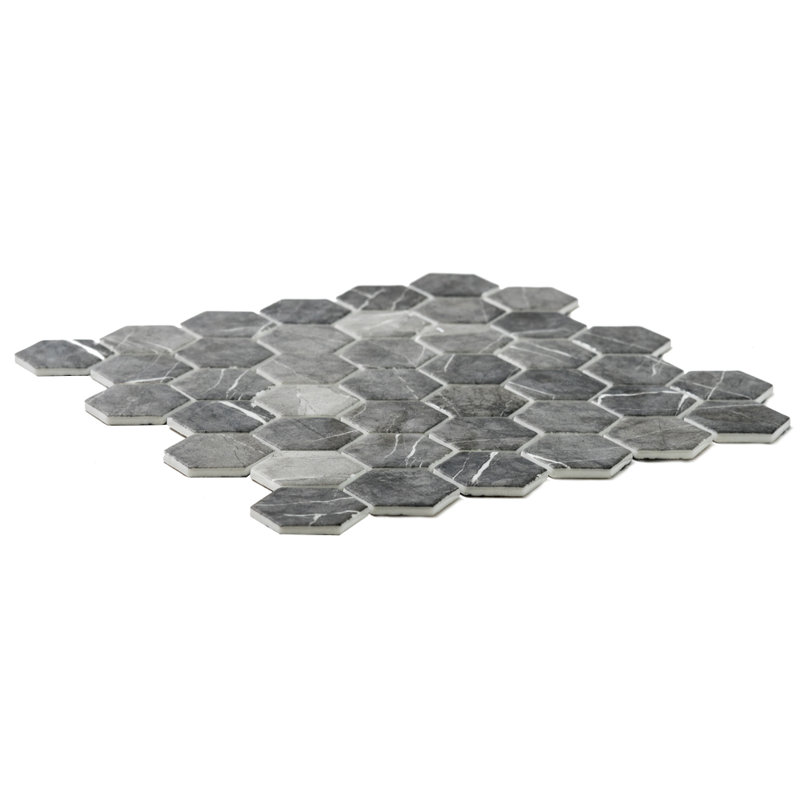 Carreau de mosaïque en verre 2 po x 2 po Eterna Big Hexx, Graphite