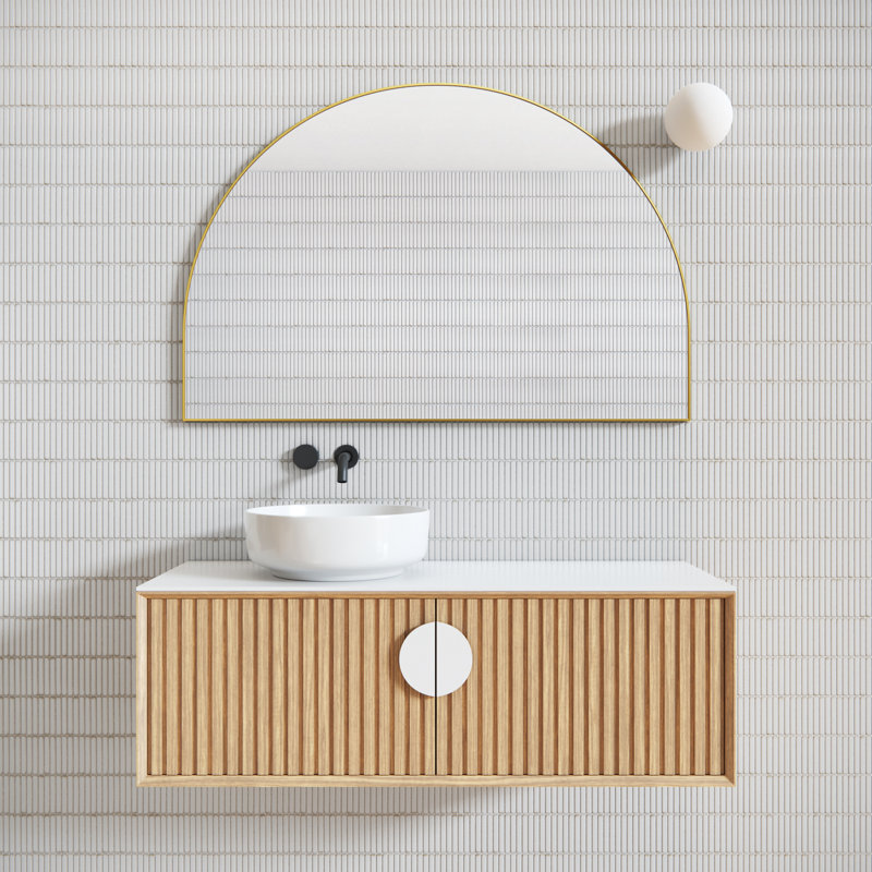 Kira Arched Mirror, 32'' X 48'', Satin Brass
