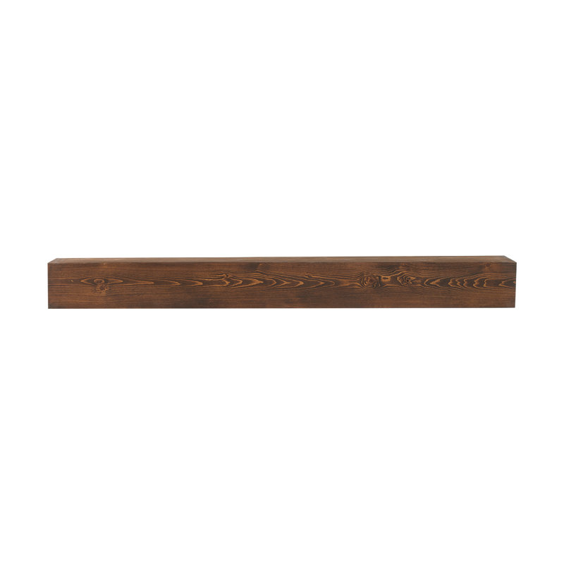 Gracie Oaks Fireplace Mantel Wood Shelf Floating Rustic Fireplace Mantel 60", Brown
