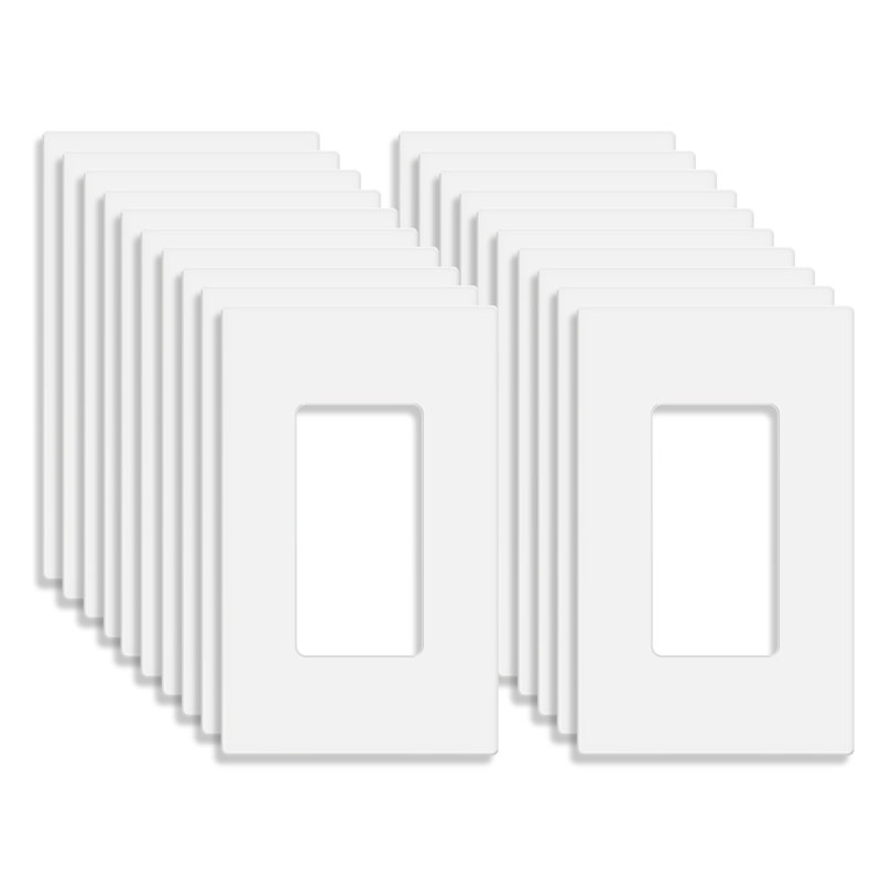 Plaque murale décorative sans vis à 1 bande Enerlites - Blanc, Blanc, H 4,68 po x L 2,93 po