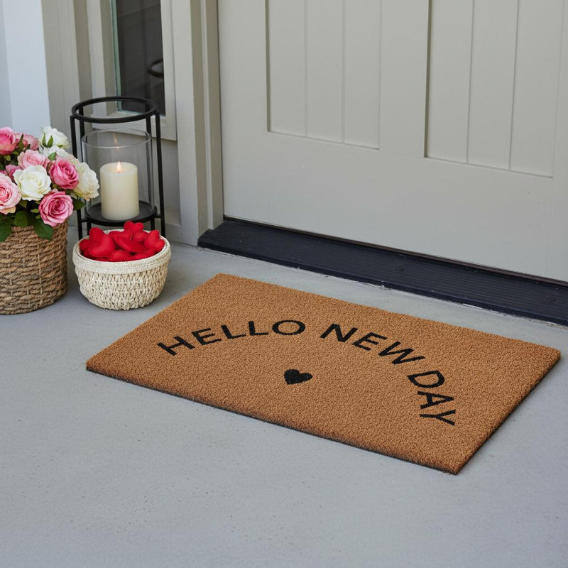 Paillasson 17 po x 29 po brun et noir Hello New Day