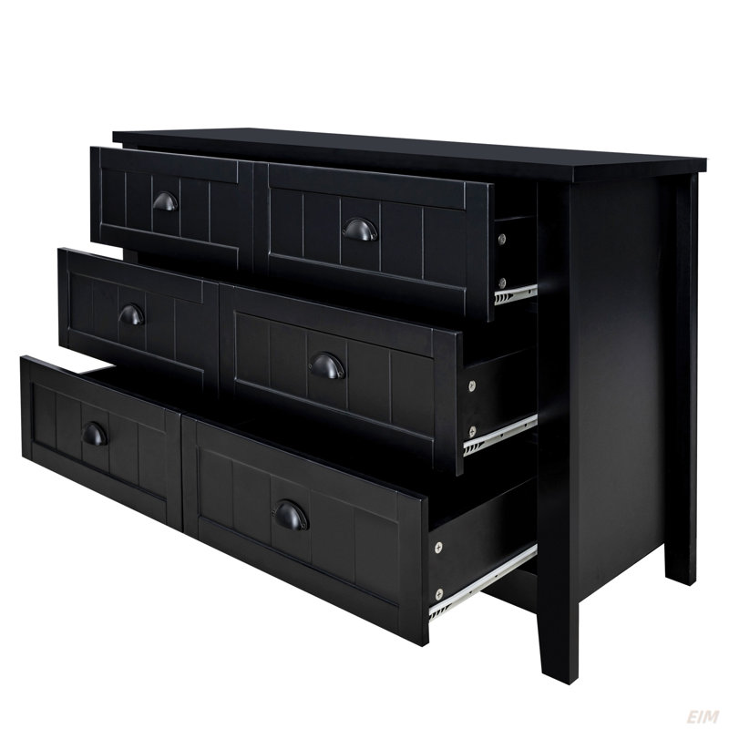 Commode à tiroirs avec armoire à tiroirs, buffet Buffet, comptoir de service de buffet, structure en bois massif, panneau de porte en plastique, poignée coquille rétro, applicable à la salle à manger, au salon, à la cuisine, au couloir (commode)