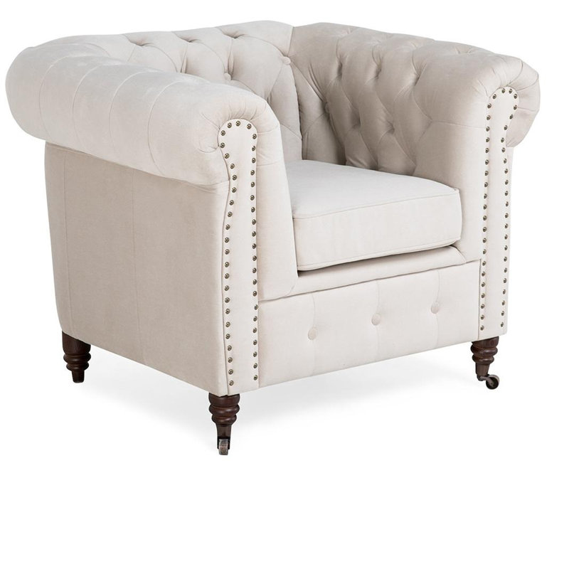 Lakefront Velvet Armchair, Grey