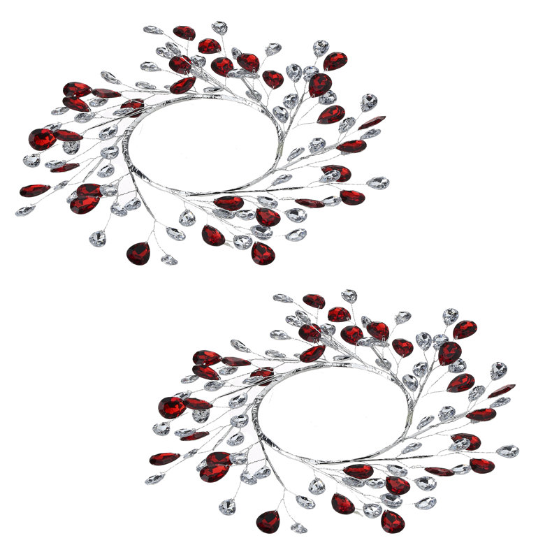 Ensemble de 2 bougies en métal, Rouge / transparent