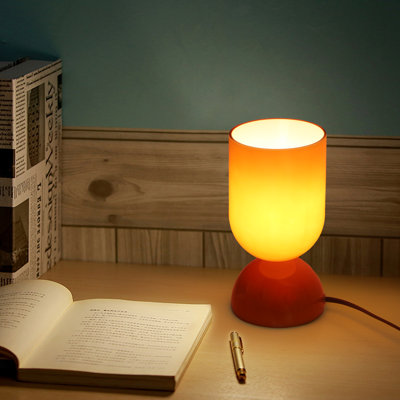 9” Modern Orange Glass Accent Table Lamp with Dimmer for Living Room, Bedroom, Entryway or Study Room