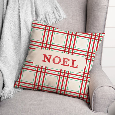  Painted Christmas Plaid Square Throw Cushion