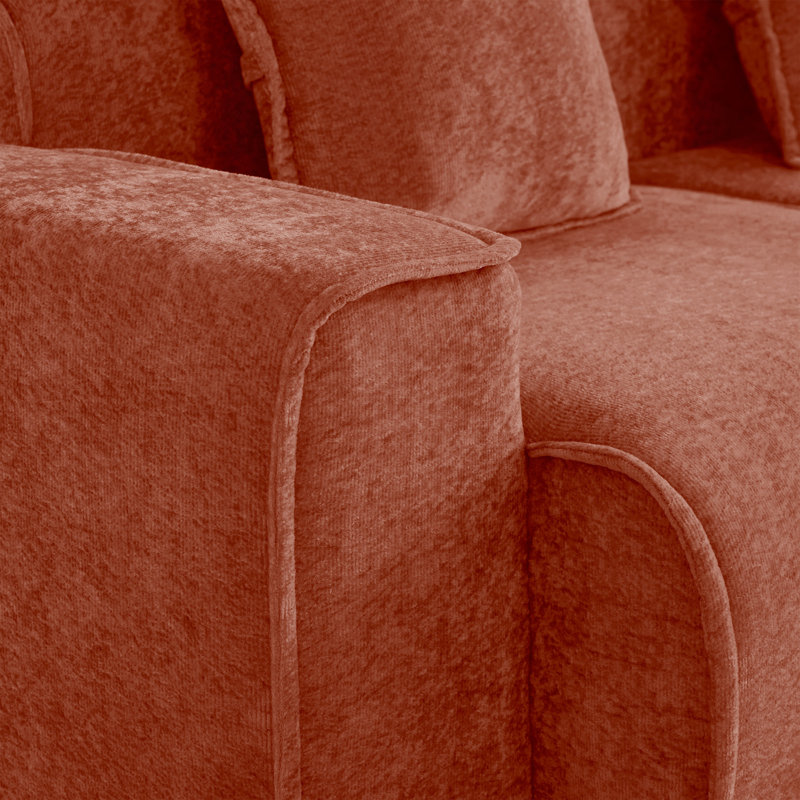 Armless Sofa Velvet- Red