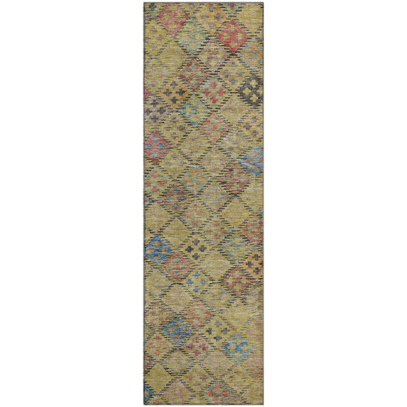 Premium Machine Washable Janicki AMF1081 Geometric Rug, Runner 2'3" x 7'6"