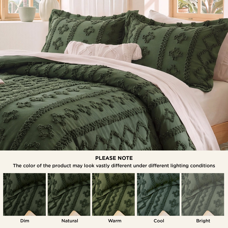 Ensemble d'édredon en microfibre toutes saisons, Vert olive, Édredon très grand surdimensionné + 2 très gra