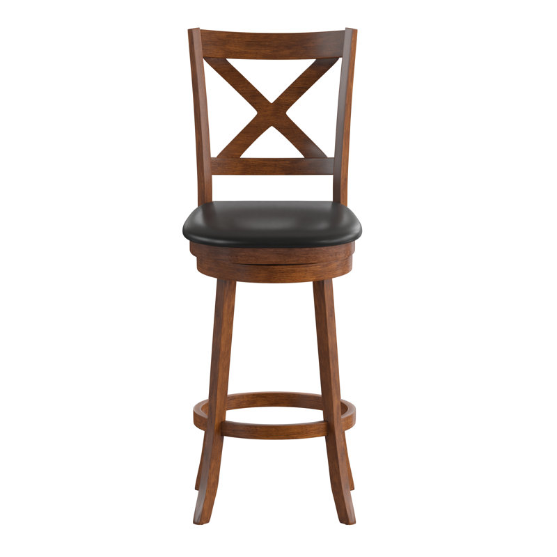 Francis Classic Crossback Wooden Swivel Dining Stool, Bar Stool (30.5” Seat Height), Antique Oak