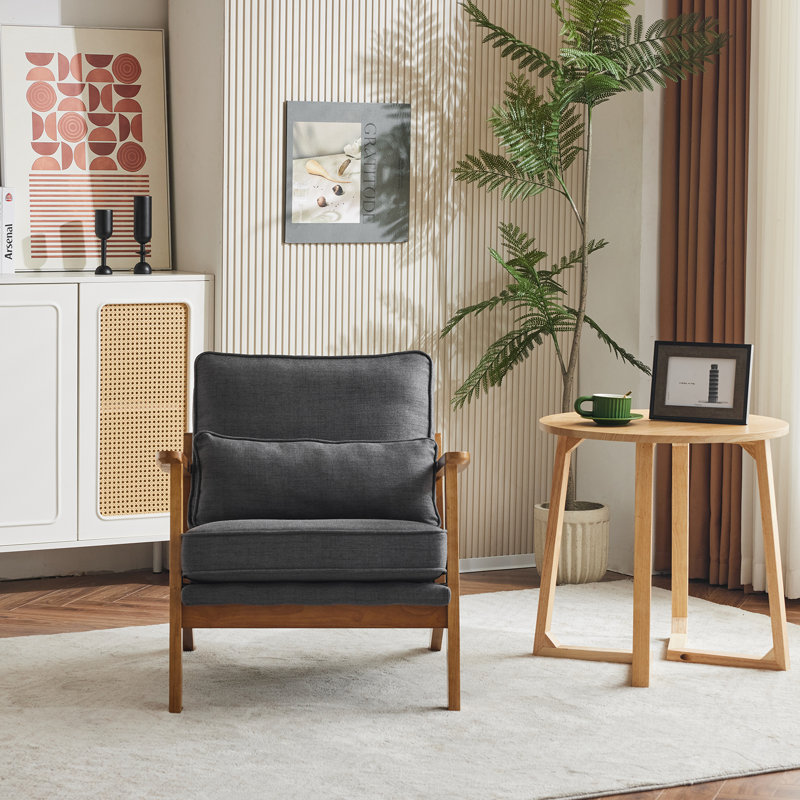 Upholstered Armchair, Grey Linen