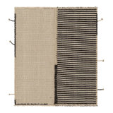 Rug & Kilim’S Accent Kilim, Square Rug In Bold, Textural White And Black Stripes