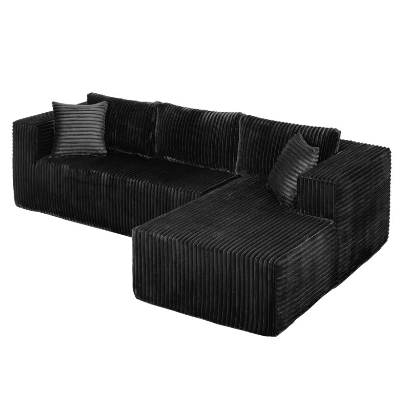 105 po en forme de L avec compression modulaire, métal rouille, statique, espace, 4 sièges, compression de couleur noire, facile à déplacer et à ranger, design minimaliste, sièges