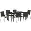  Ensemble de salle à manger de jardin avec coussin 7 pièces en rotin de polyester noir-1738007242-1738007244-1738007245