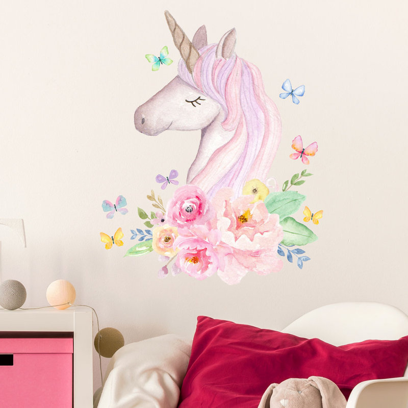Watercolour Unicorn Wall Sticker, 91cm H x 74cm W