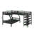 L-Shaped Metal Bunk Bed Combo Twin Over Full With Twin Loft Bed And Four Built-In Shelves
