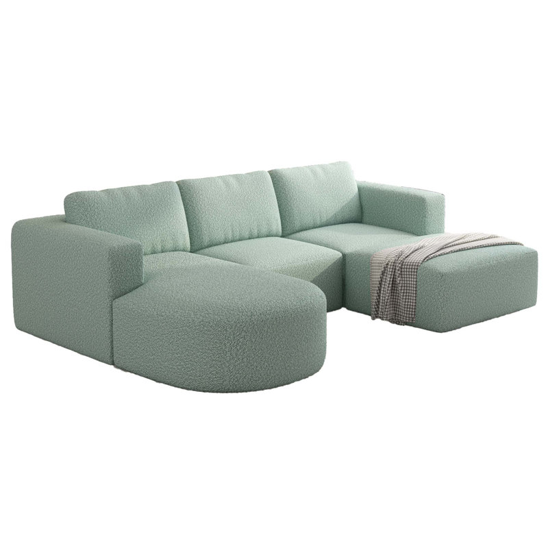Lakeem Modular Sectional Sofa Sleeper, 23.23" H x 104.32" W x 70.86" D, Dark Gray Foam