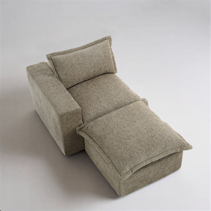 Upholstered Chaise Lounge, Camel, Left Hand Facing