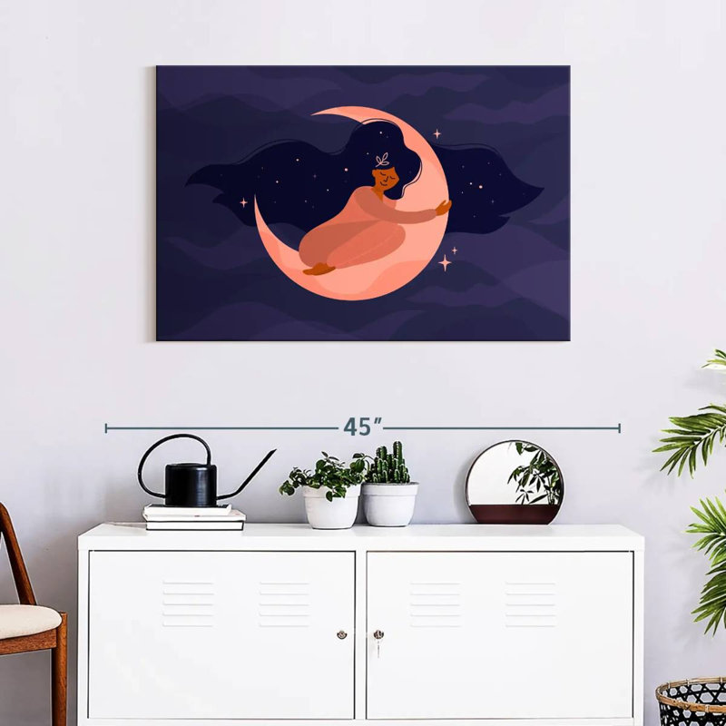 Leisha Girl Sleeping On Moon, 24" H x 36" W