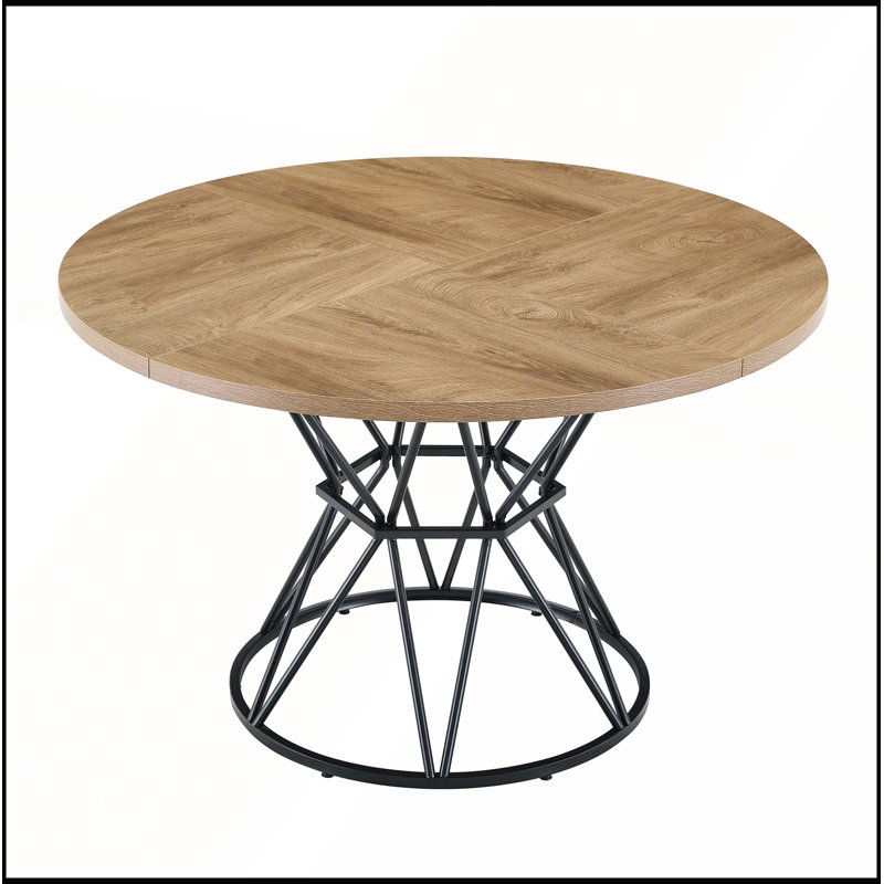 Table de salle à manger circulaire avec plateau en bois aggloméré 4 lumières pour 4-6 personnes, Bois