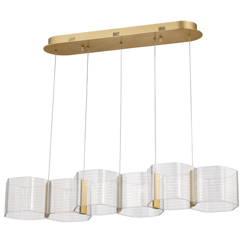 Kenzo - LED Mini Pendant -  Anodized  - Light Guide Panel, 5.5" H x 37.13" W x 10.25" D, 6 Lights