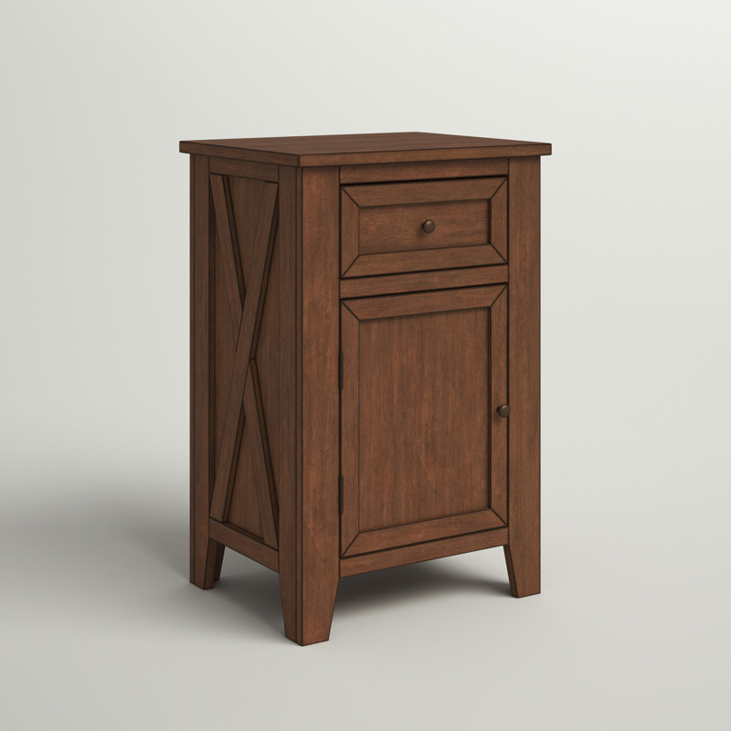 Table de bout en bois à 1 tiroir avec tablette à hauteur réglable Hocking H 26,2 po H-brun, Brun