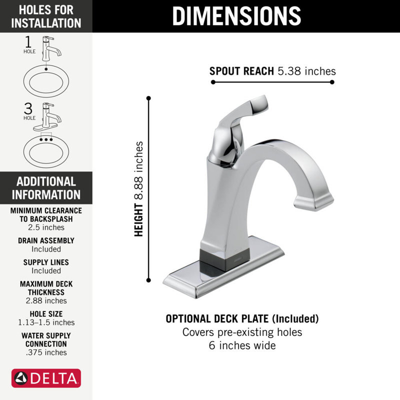 Robinet de salle de bain Dryden Touch2O avec technologie sans contact, Chrome