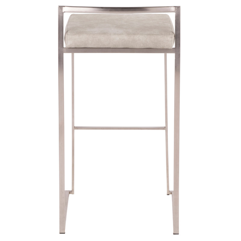 Tabouret de bar contemporain empilable, Argent, Gris clair
