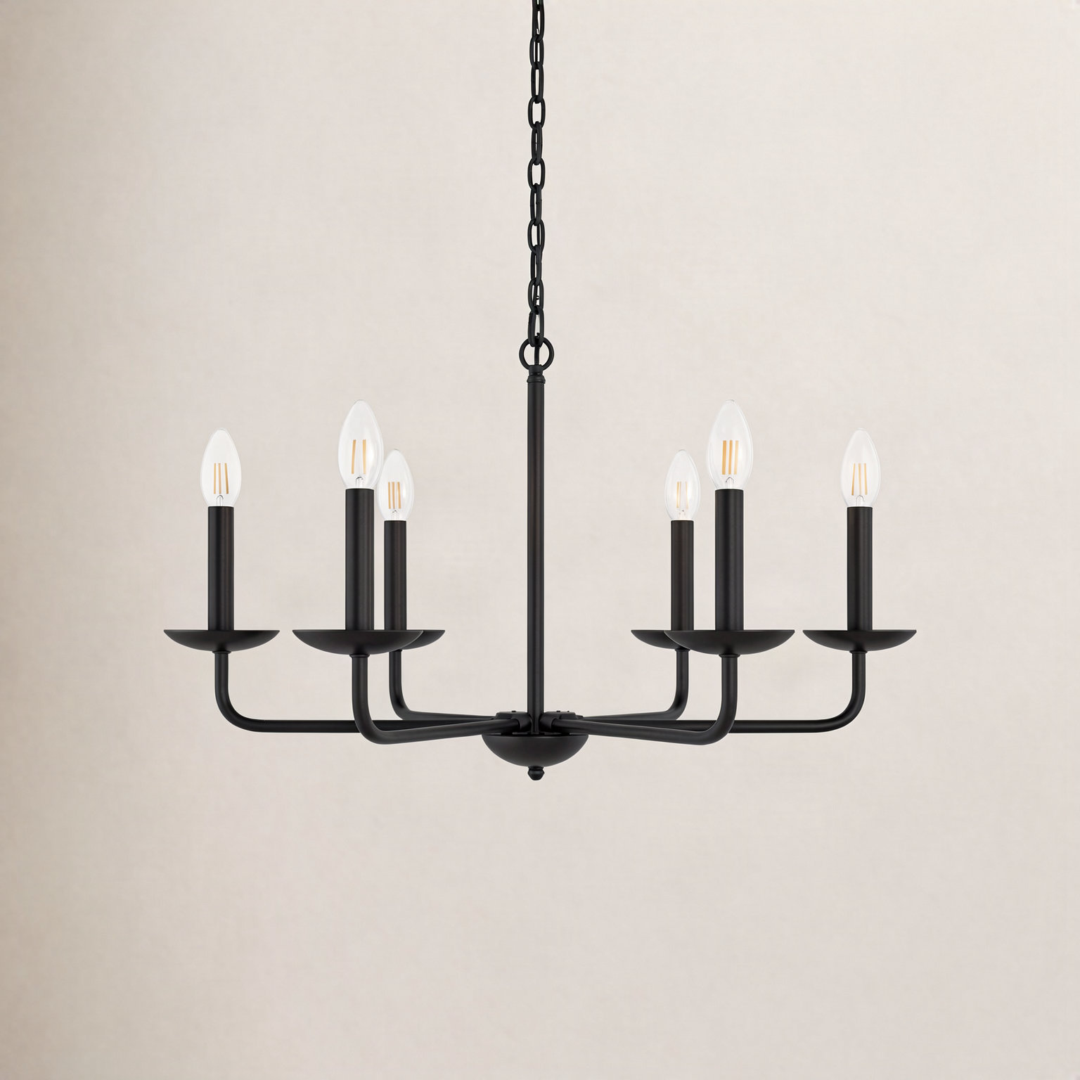 Baltray 6-Light Chandelier, Black, 18.5" H x 30" W x 30" D
