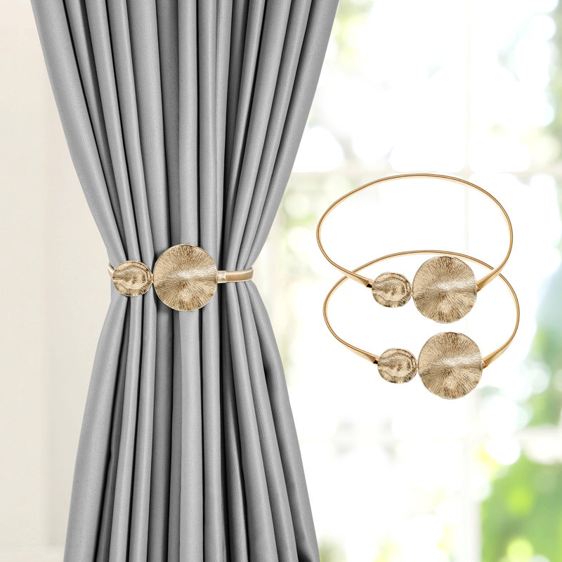Circular Spring Straps Curtain Tiebacks, 2Pack, Gold
