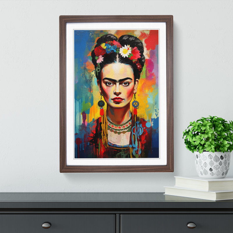 Frida Kahlo Abstract - Framed Print, Walnut Framed, 34cm H x 25cm W