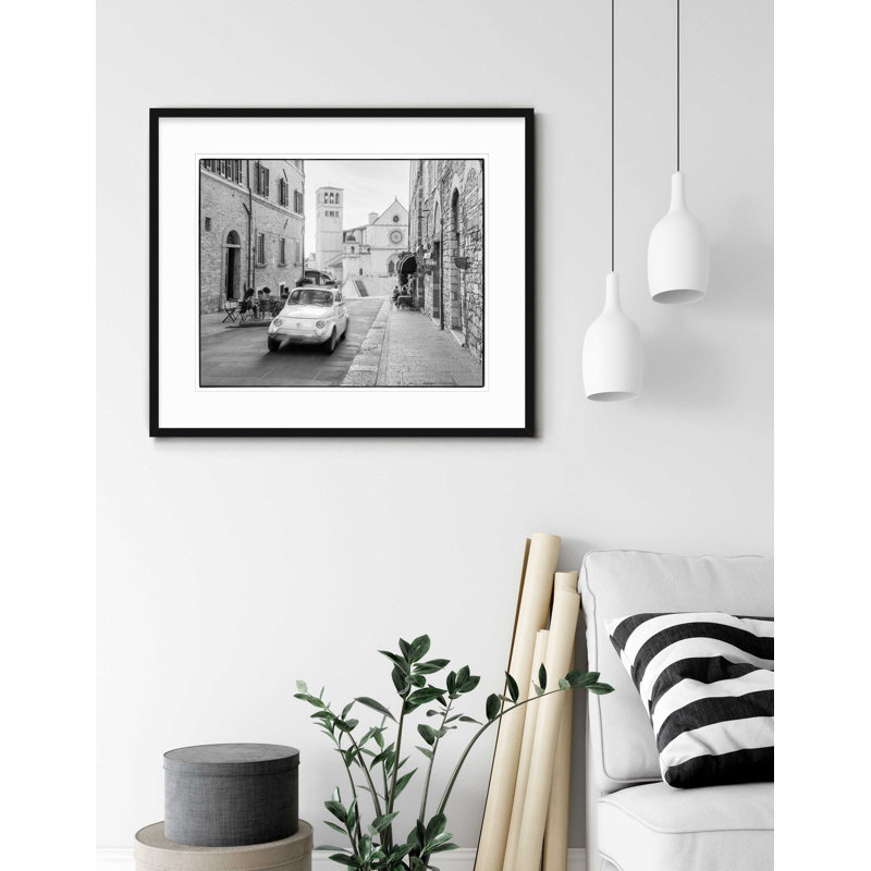 Italian Wedding Fiat - Picture Frame Photograph, Black Framed, 29.5" H x 35.5" W