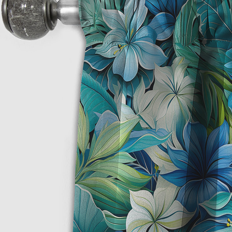 Azure And Green Canopy Tropical Pattern I - Floral Curtain - Blackout Curtain - 1 Panels, L 52 po x L 95 po