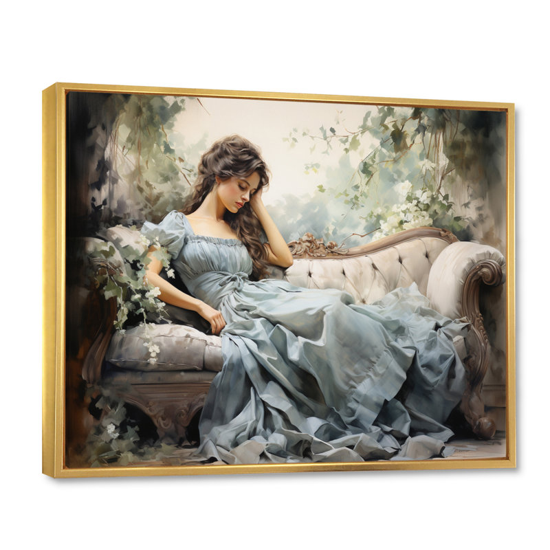 Besime Fashion 1850S Suffused Portrait - Print, H 24 po x l 32 po x P 1 po, Cadre flottant doré
