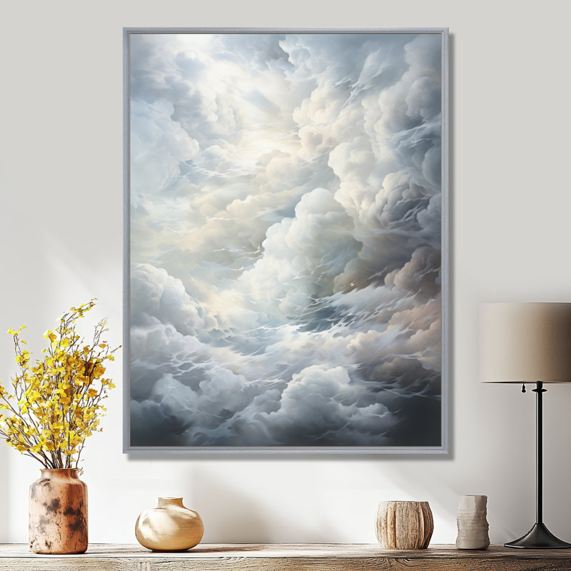 Jahquez Clouds Whispering Clouds II - Clouds, impressions sur toile, H 20 po x l 12 po x P 1 po, Encadrement argenté
