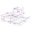 Lit plateforme en bois avec lit gigogne simple et tête de lit profilée-77793282