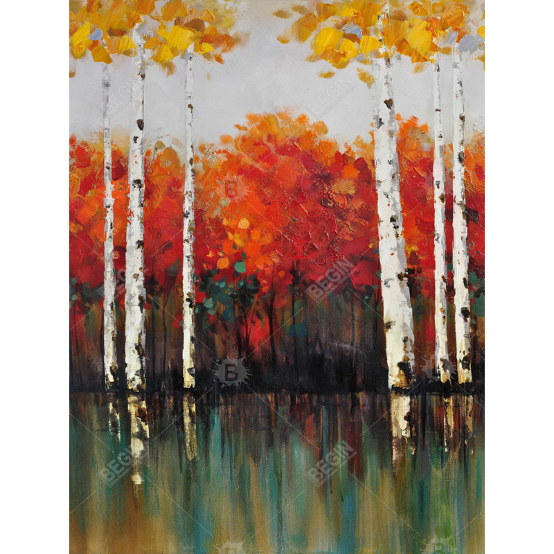 Birches by Fall - Landscapes Trees Canvas for Home Decor
