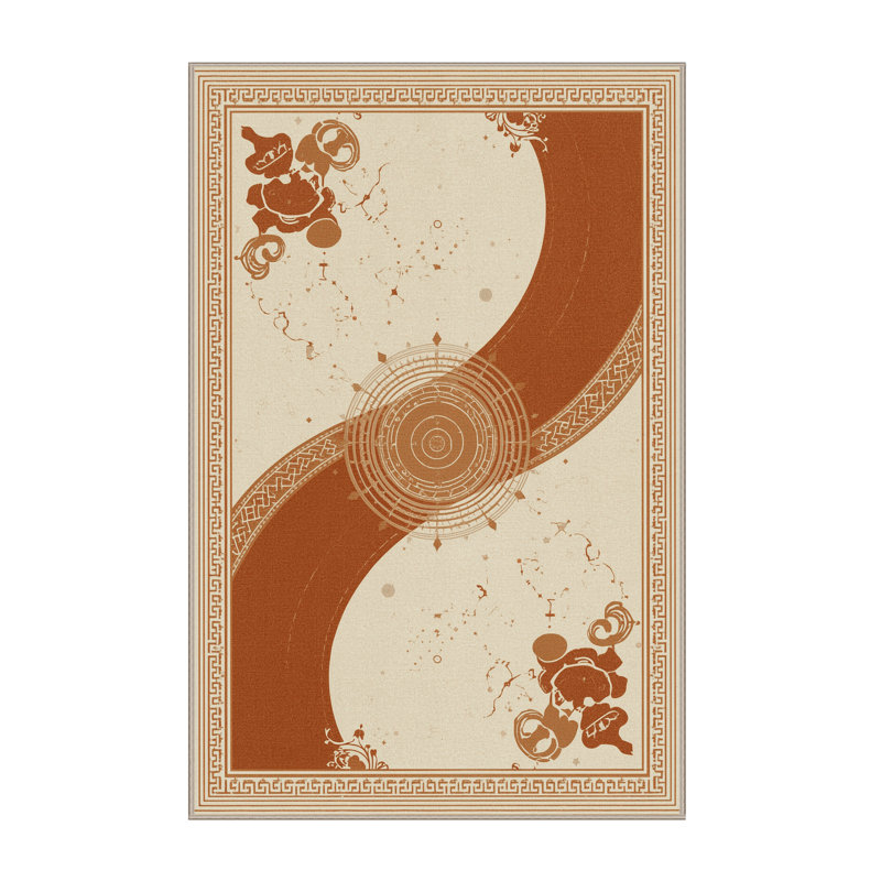 Machine Washable Pantelie Classic Oriental Rug in Beige – Beige Binding, 5 x 8
