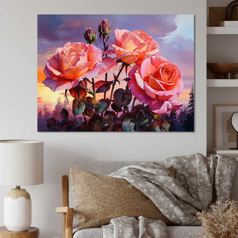 Coral Roses Sunset I, Toile tendue, H 24 po x l 32 po x P 1 po