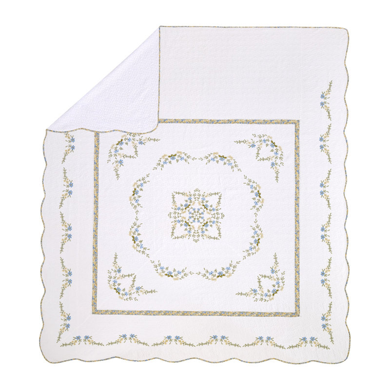 Heather Floral Embroidered Single Bedspread/Coverlet (shams sold separately), Twin