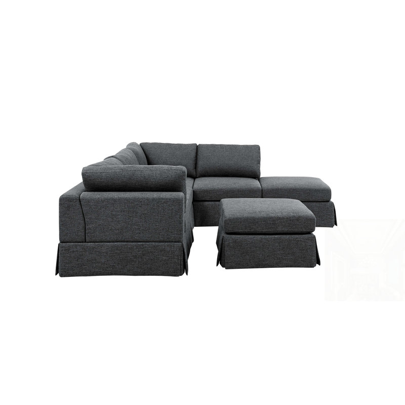 Canapé modulaire 6 pièces rembourré, Polyester gris