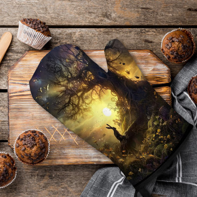 Abstrait forêt Fantasia Oven Mitt