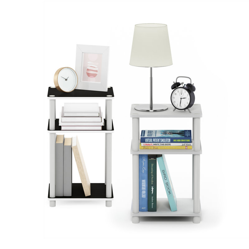 Ensemble de tables de bout avec rangement Colwyn, Blanc/Noir, Blanc, 2