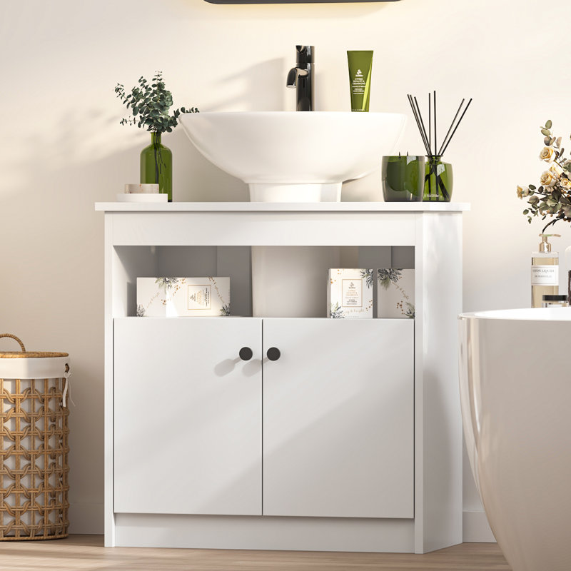 Aishwarya 60 W cm Free-Standing Under-Sink Bathroom Cabinet with U-Shaped Cutout, White