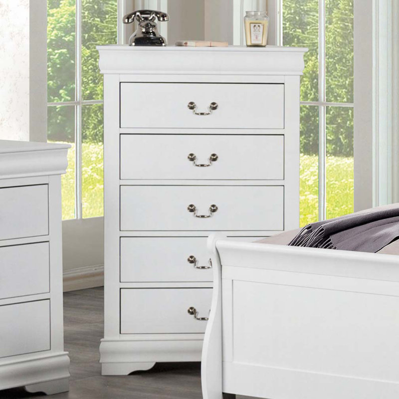 Commode 5 tiroirs, Blanc