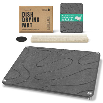 Stone Drying Mat For Kitchen Counter Superb Absorbent Diatomaceous Earth Mats With Non-Slip Feet Quick Dry Stone Dish Drying Pad Dish Pad Multi-Purpos