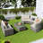 8-Pieces Outdoor Wicker Round Sofa Set, Half-Moon Sectional Sets All Weather, Curved Sofa Set With Rectangular Coffee Table, PE Rattan Water-Resistant And UV Protected, Movable Cushion-1280448239