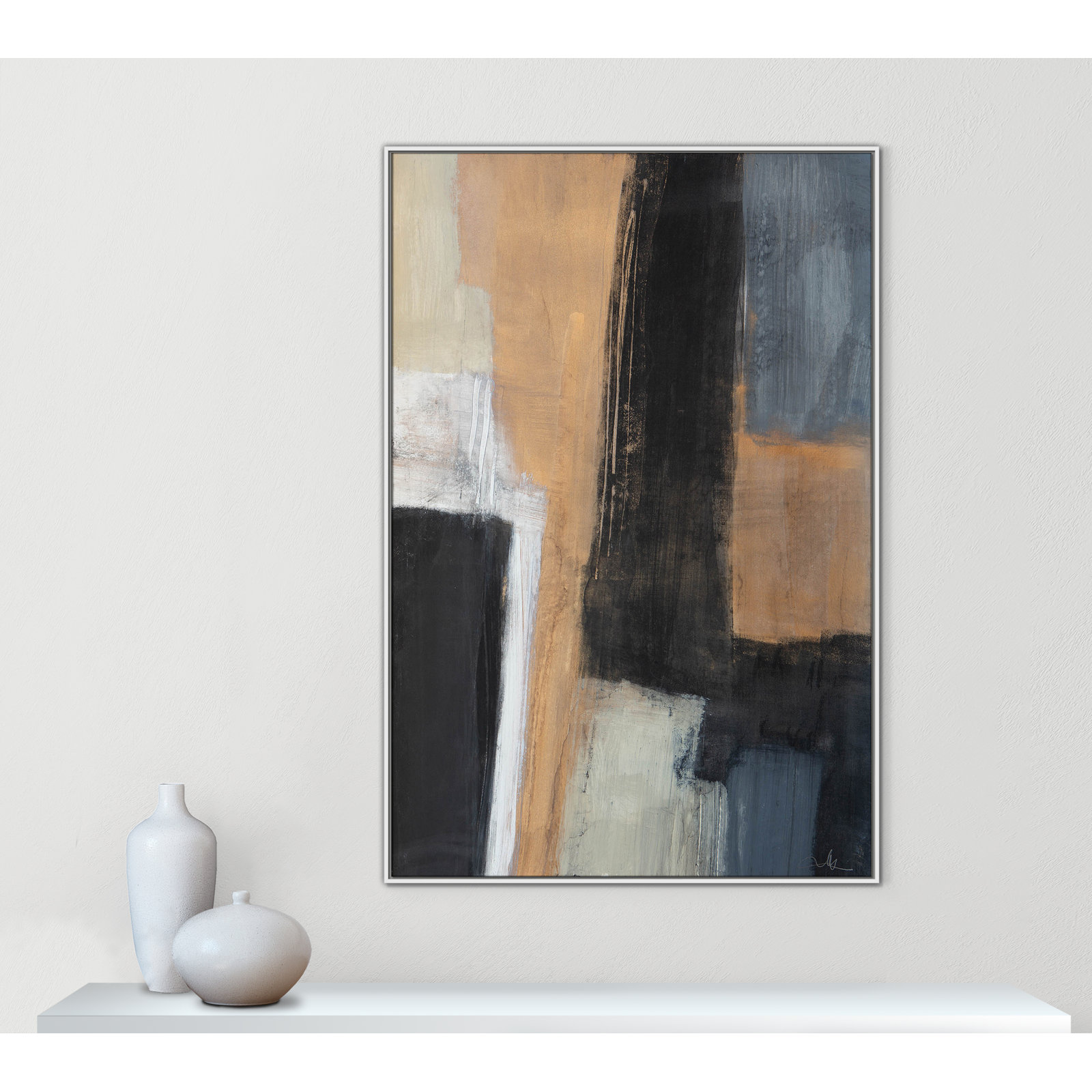 Calderon "Metallic Slate I" Print, 61.5" H x 41.5" W x 2" D, White